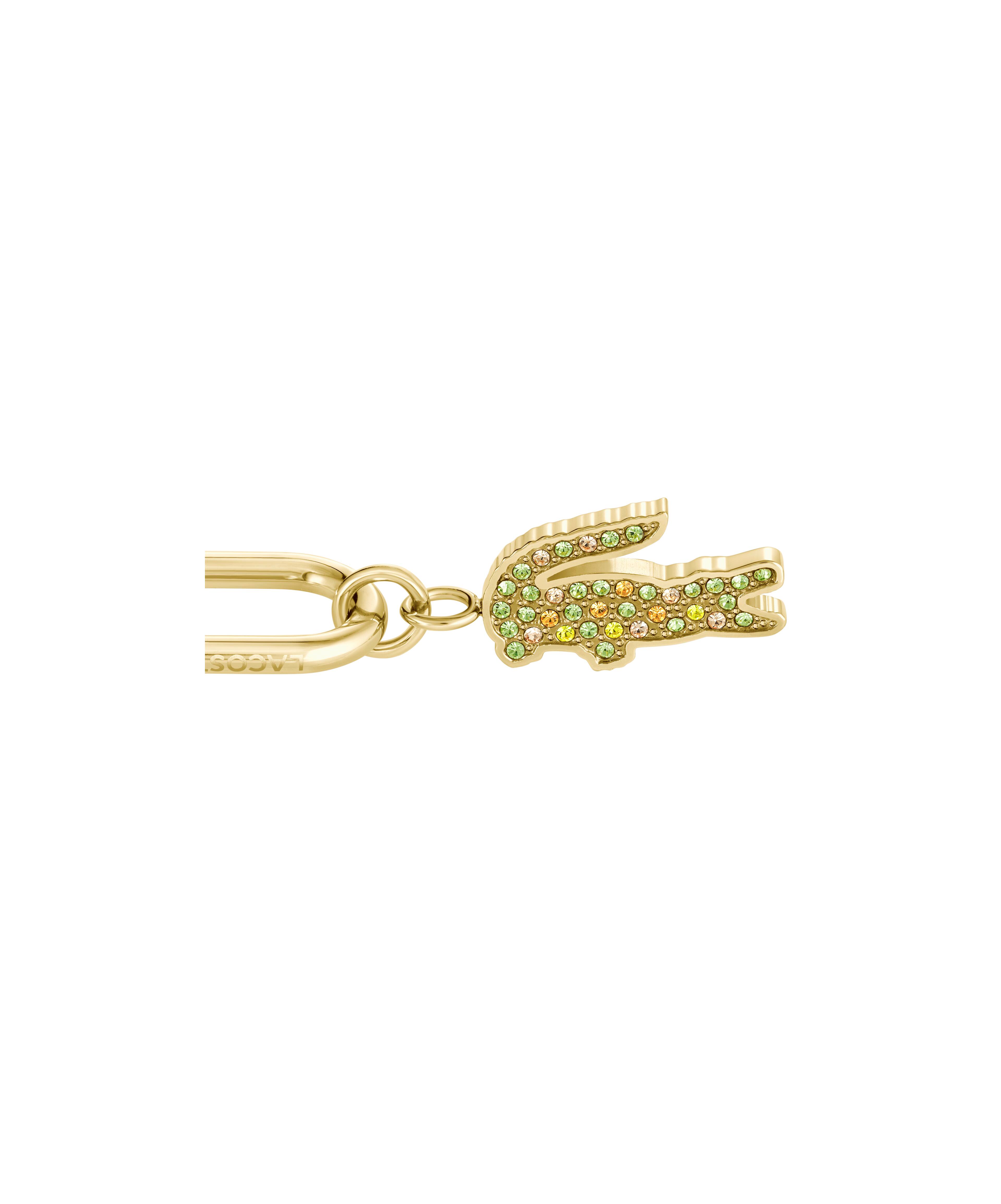 Pink Crystal Croc Pendant Gold Earrings