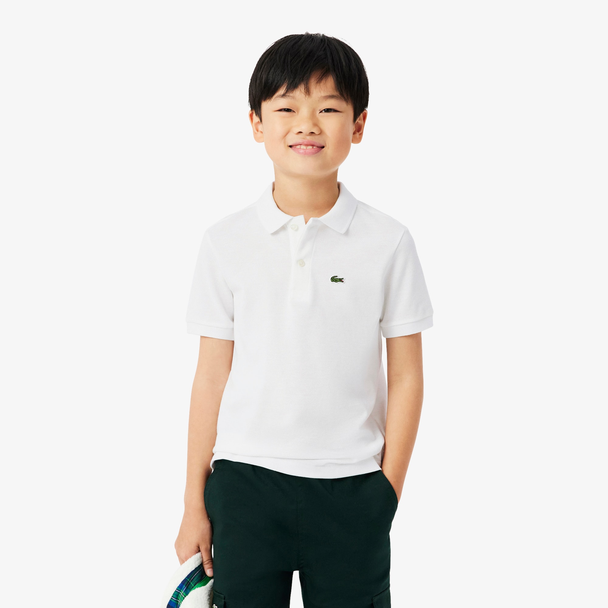 Lacoste Big Boys Cotton Petit Pique Polo Shirt - Blank White