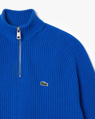 Men's Zip-Up High-Neck Wool Sweater