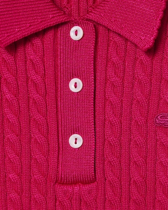Runway Cable Knit Polo Collar Sweater