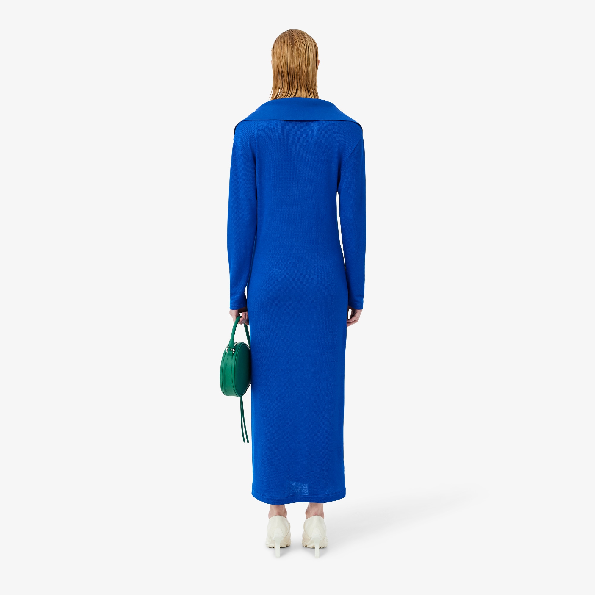 Runway Polo Collar Satin Maxi Dress