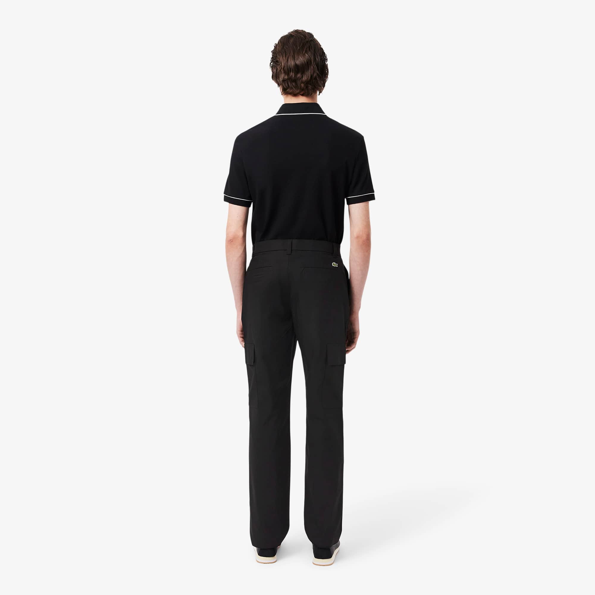 LACOSTE ブラック スウェット US L セール】 ネームジャカードモックネックスウェット トレーナー