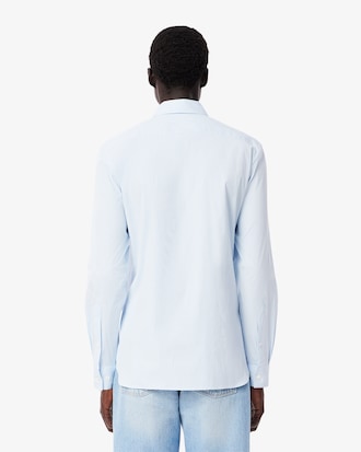 Camisa slim fit de popelina el&aacute;stica a rayas