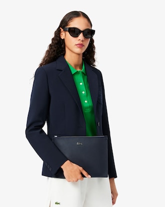 Pochette zipp&eacute;e unisexe Anna en toile enduite piqu&eacute;e