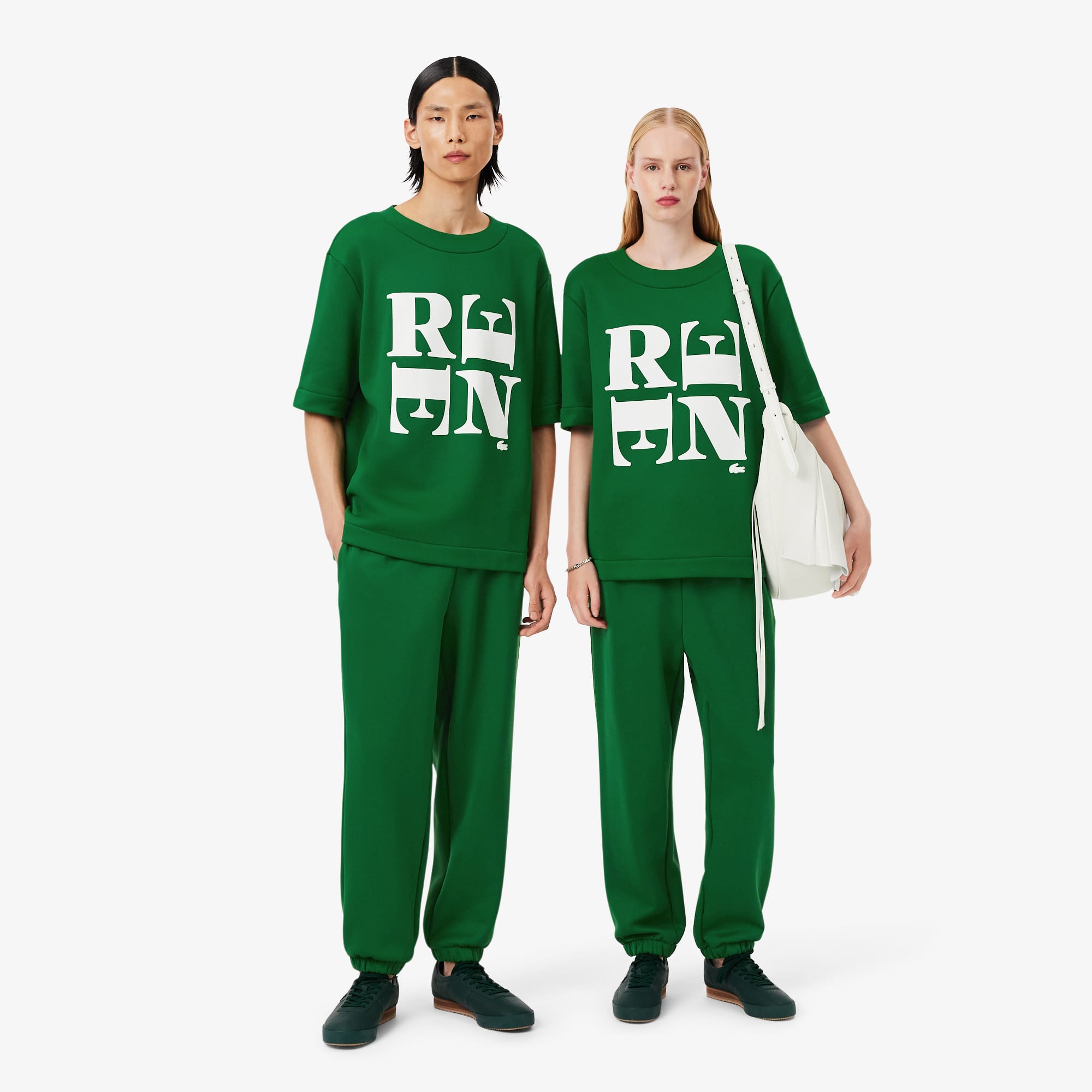 Lacoste Runway Satin Joggers In Green