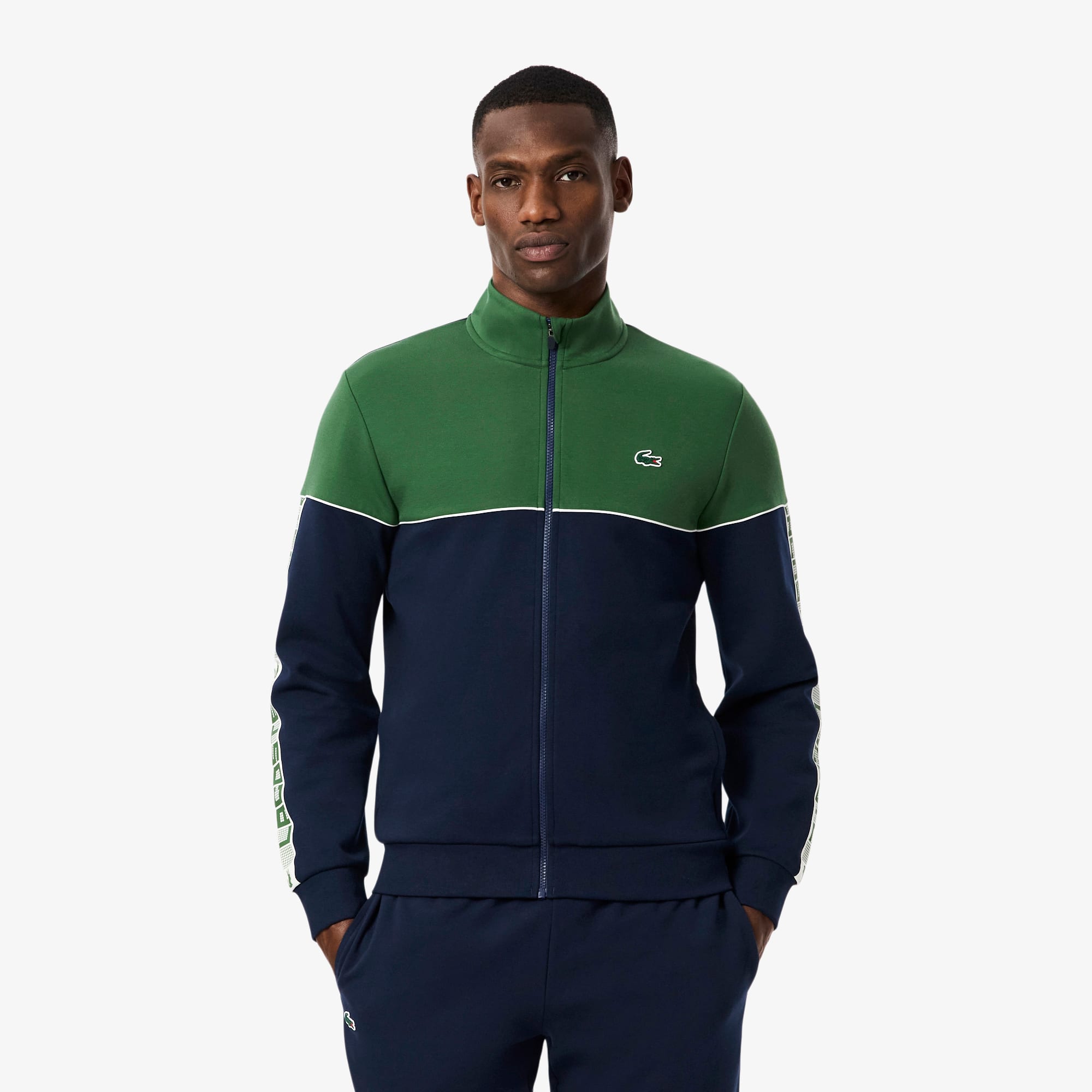 Lacoste Men's Tennis Zip-up Colorblock Sweatshirt - S - 3 In Blue