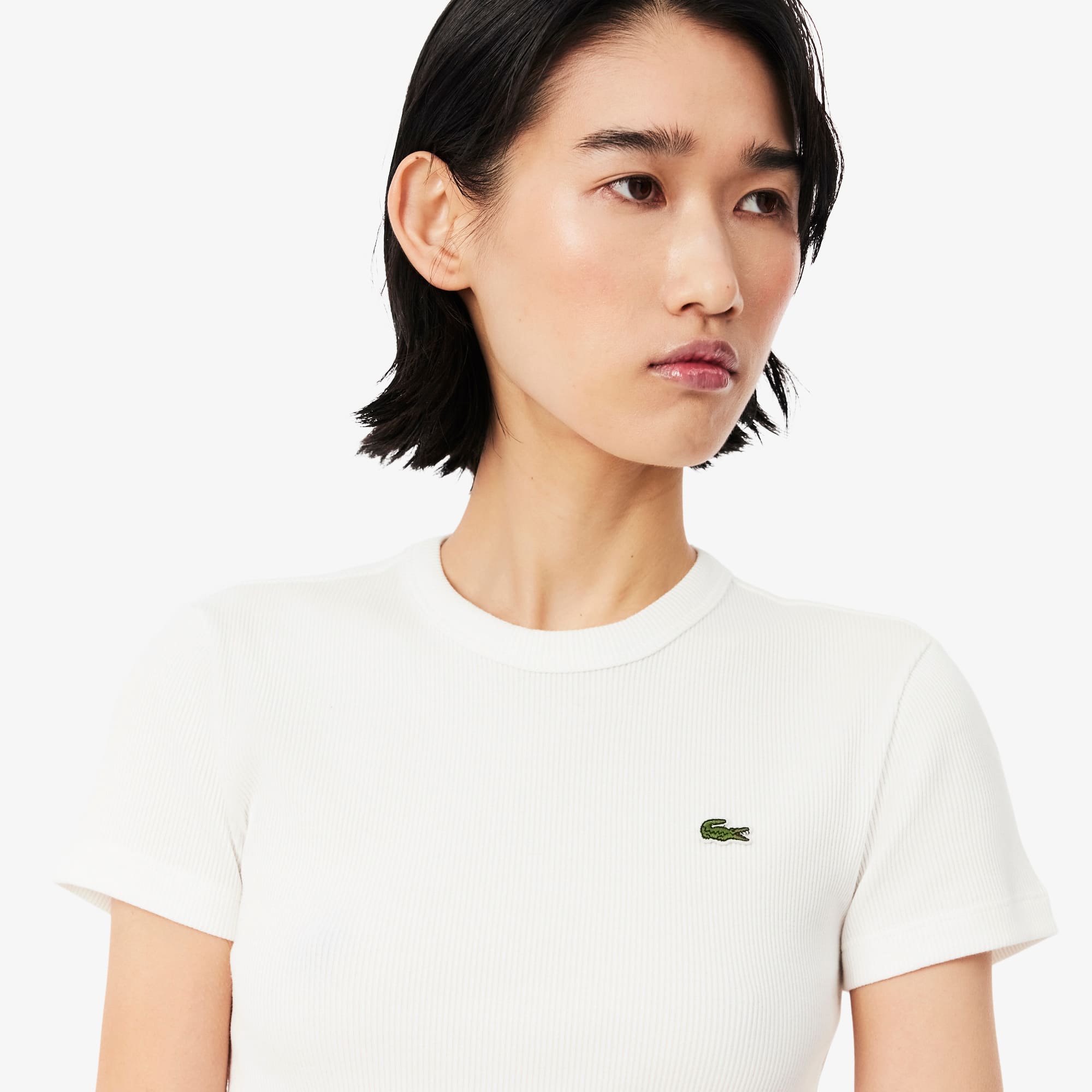 Women's Slim Fit Ribbed Cotton T-Shirt