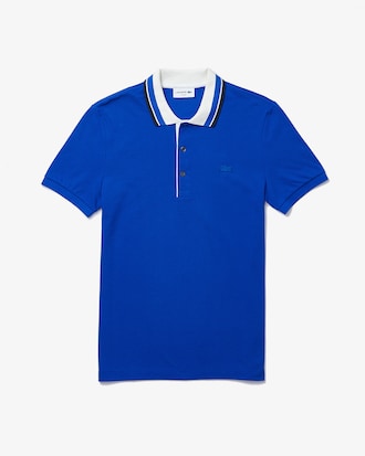 Men&rsquo;s Slim Fit Striped Collar Cotton Piqu&eacute; Polo