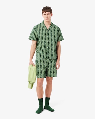 Camisa De Pijama De Popelina Con Estampado Monograma