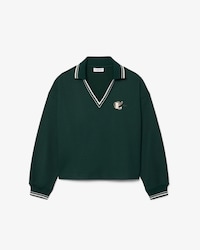 Sweatshirt col polo broderie oversize