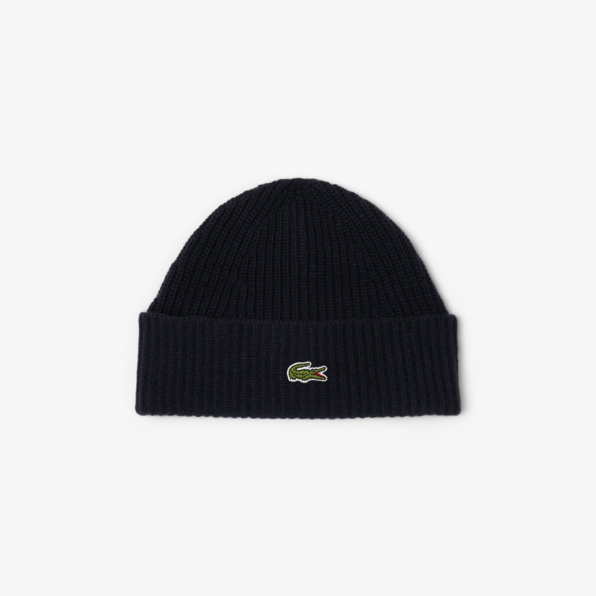 Lacoste Unisex Rib Knit Wool Beanie - One Size In Blue