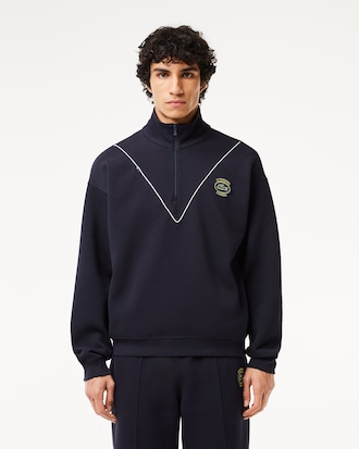 Men's Loose Fit Zip Neck Piqué Sweatshirt