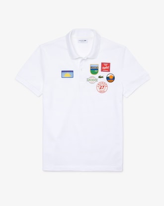 Polo Lacoste regular fit en coton uni avec badges