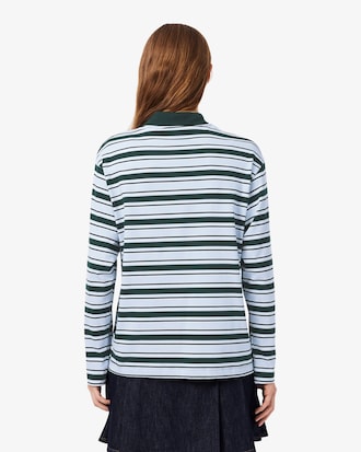 Polo Oversized de Manga Larga de Rayas