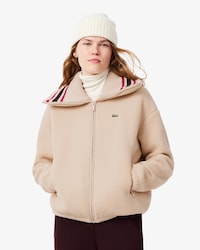 Oversized Striped Ribbed Collar Sherpa Jacket