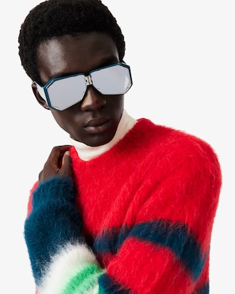 Runway Striped Brushed Alpaca Blend Piqu&eacute; Sweater