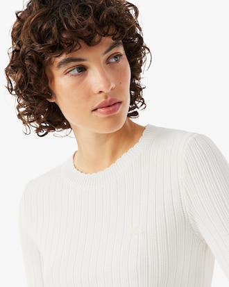 Short Sleeved Ribbed Cotton Sweater