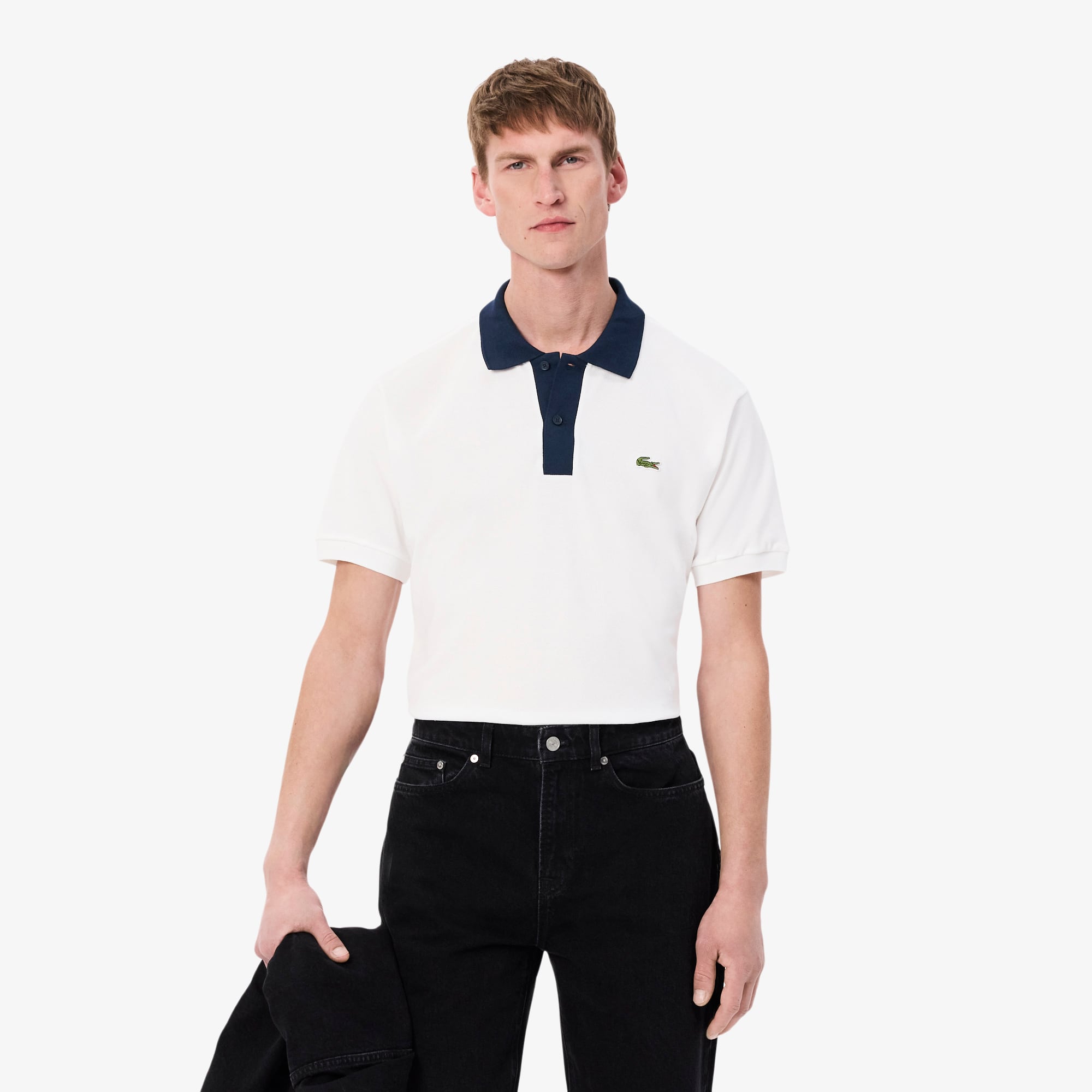 【LACOSTE】Contrast Collar Monogram Polo★アイコニックポロ!! Lacoste Contrast Collar Monogram Polo Shirt -DH1417