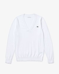 Women's Lacoste SPORT Breathable V-Neck Cotton Golf Sweater