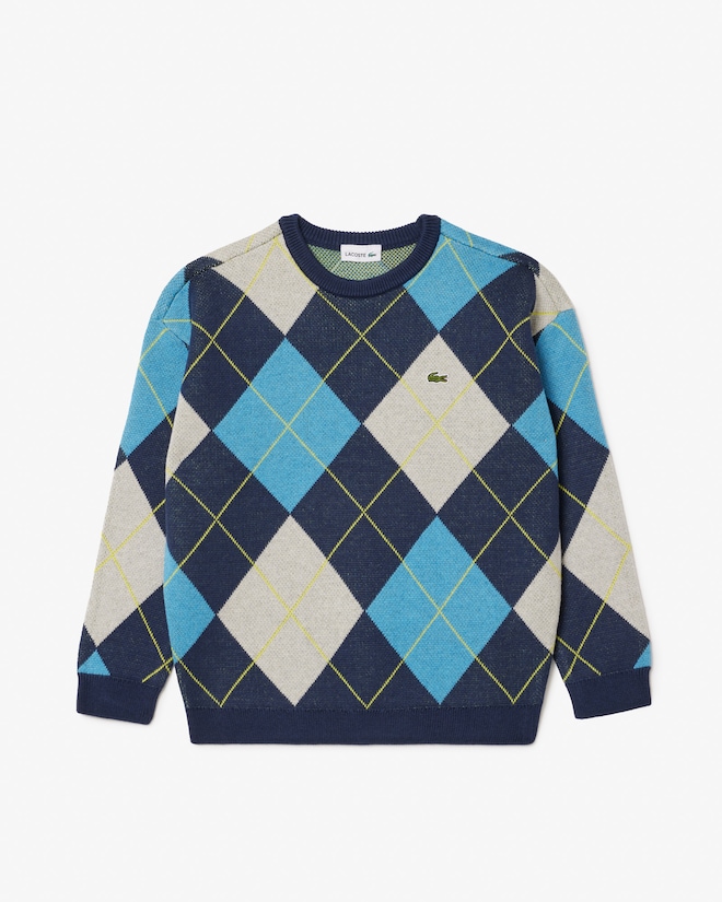 Kids' Cotton and Wool Argyle Sweater