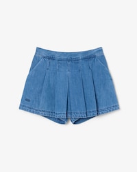 Pleated Denim Skort