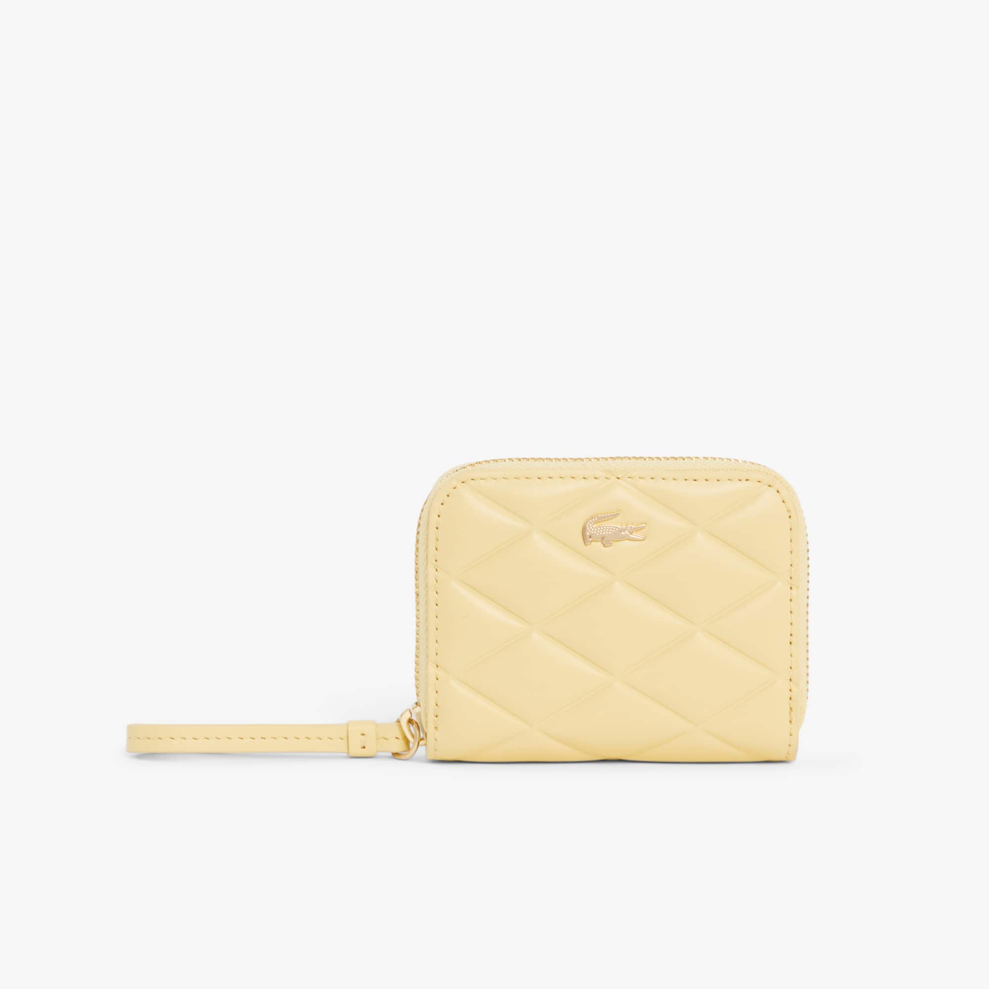 Lacoste Small Crocodelle Leather Coin Purse - One Size In Yellow