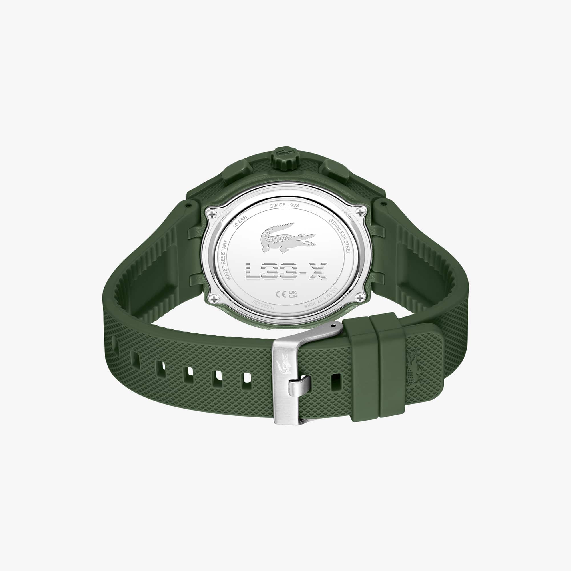 Lacoste アナログ腕時計 グリーンNEW NEW Tiebreaker Chrono Watch - Black With Green Silicone Strap - Men's