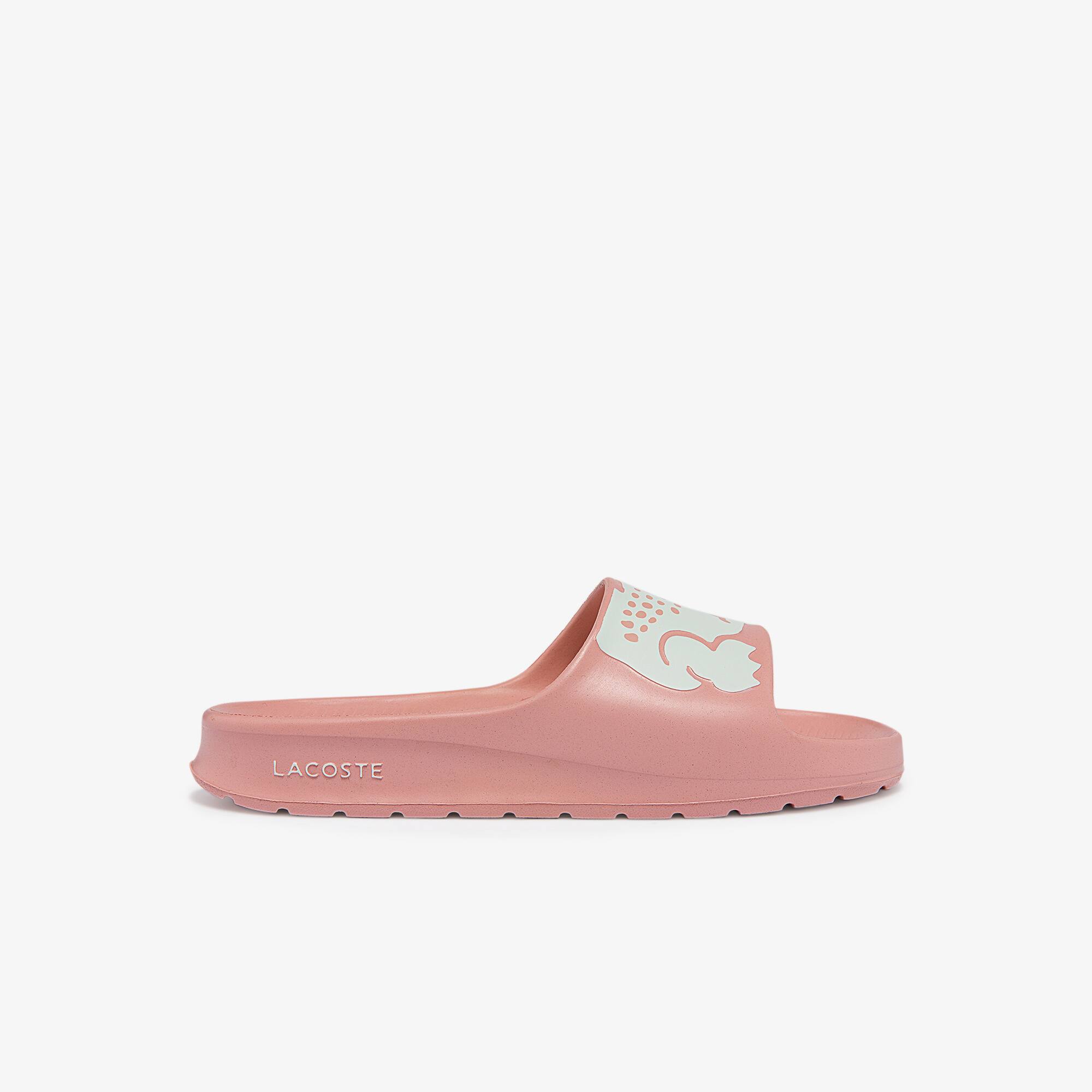 Lacoste Women's Croco 2.0 Synthetic Print Slide Sandals From Finish Line In Pink