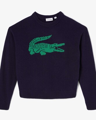 Women's Lacoste x Bandier Contrast Crocodile Sweater