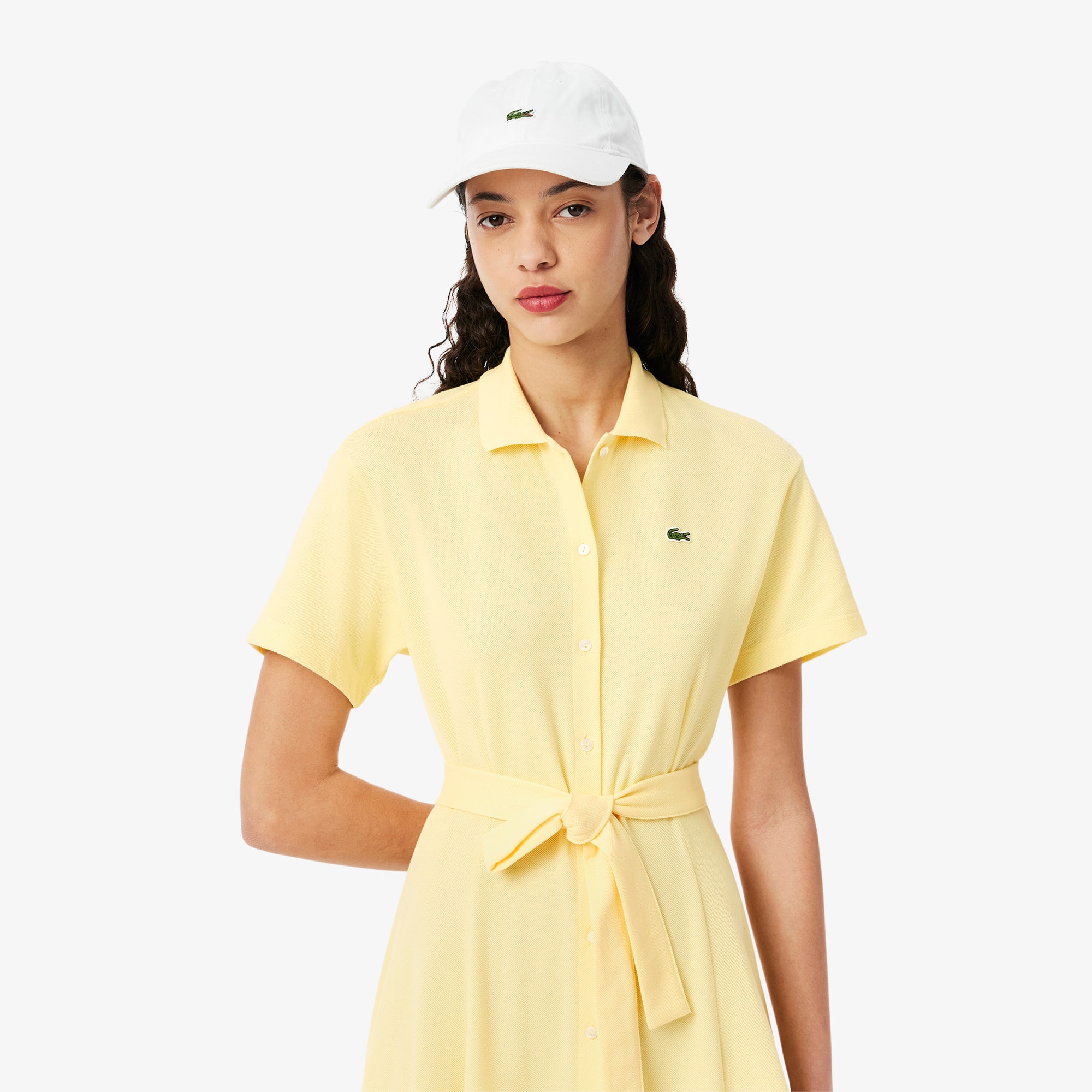 【LACOSTE】 ★ Flare Short Sleeve Shirt Dress ★ Lacoste Women's Flared Mini Pique Polo Dress, Navy Blue, 0