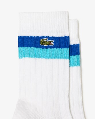 Lot de 2 paires de chaussettes montantes unisexe en coton ray&eacute;