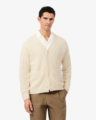 Cardigan laine m&eacute;lang&eacute;e avec blason