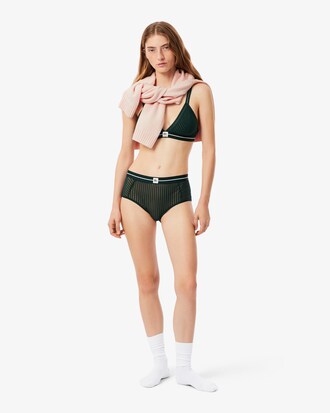 Velour Stripe Mesh Triangle Bralette
