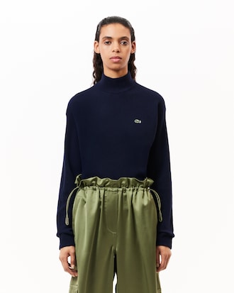 Women's Relaxed Fit Wool High-Neck Sweater