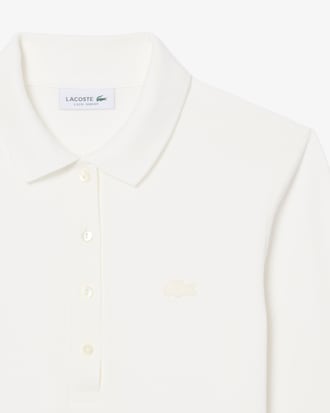 Polo femme slim fit &agrave; manches longues en piqu&eacute; stretch