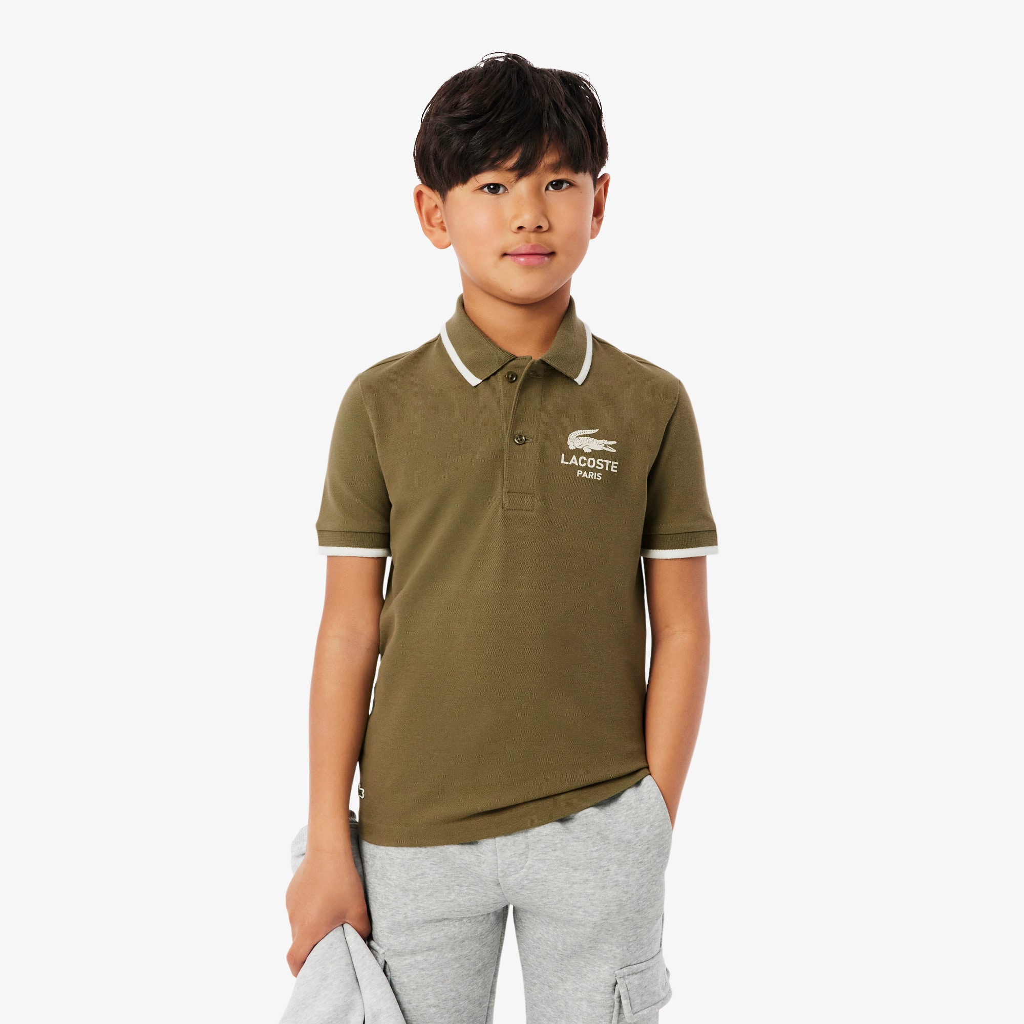 Lacoste Boys' Stripe Collar Petit Piqué Polo