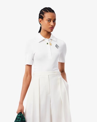 Women's Runway Slim Fit Satin Piqu&eacute; Polo
