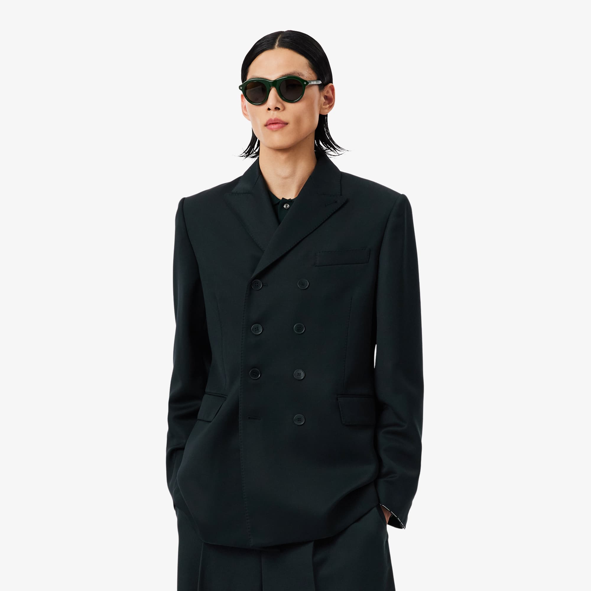 Lacoste Runway Double Breasted Lightweight Wool Blazer