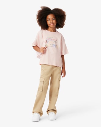 Girls' Oversized Print Cotton T-Shirt   