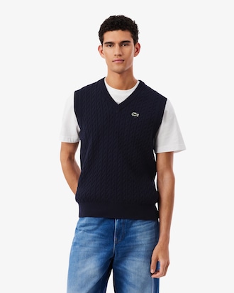 Chaleco tipo jersey de algod&oacute;n con punto de ochos