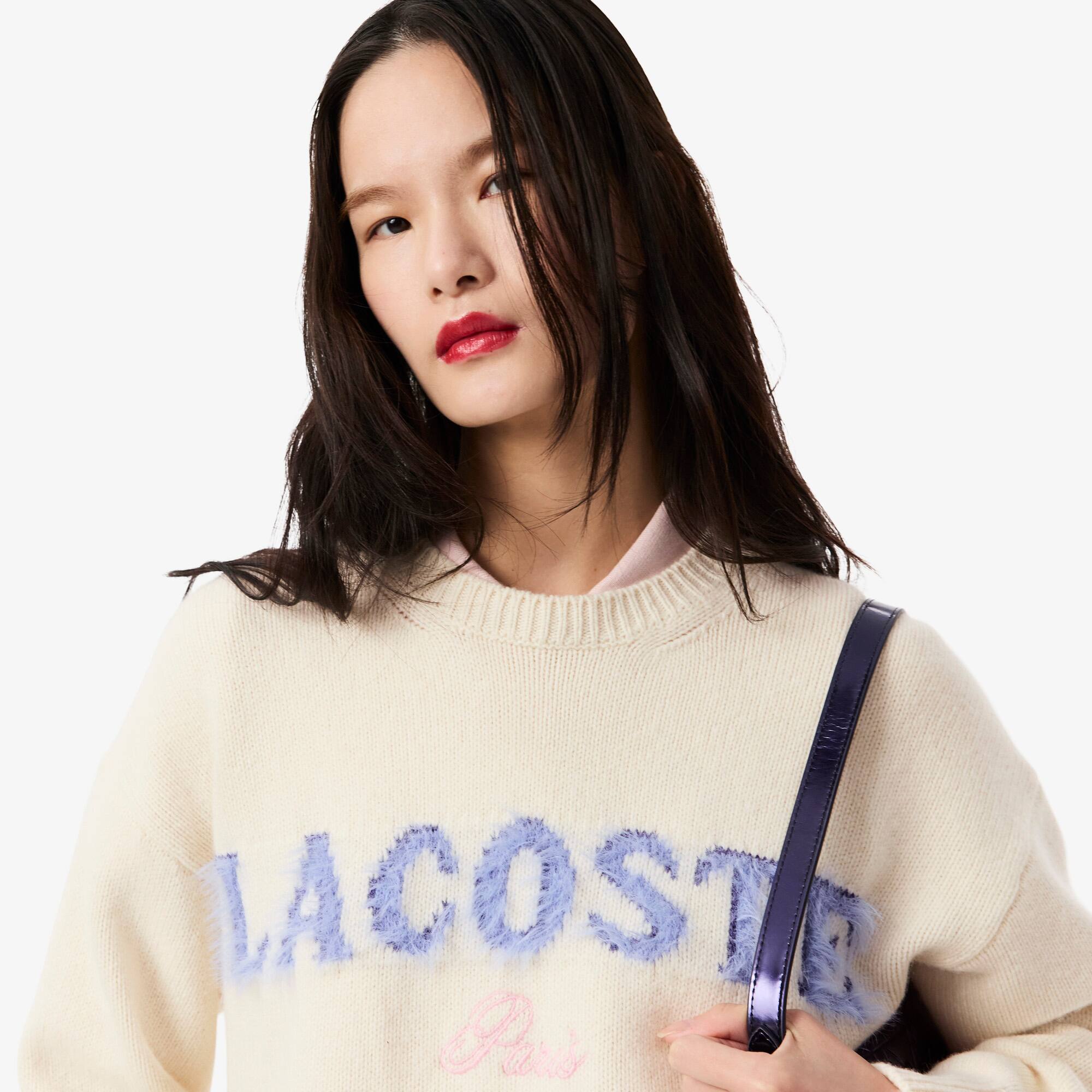 美品 XLサイズ LACOSTE 近年モデル ニットアンコンジャケット ロゴ刺繍 Women's Intarsia Branded Wool Sweater - Sweaters & Sweatshirts