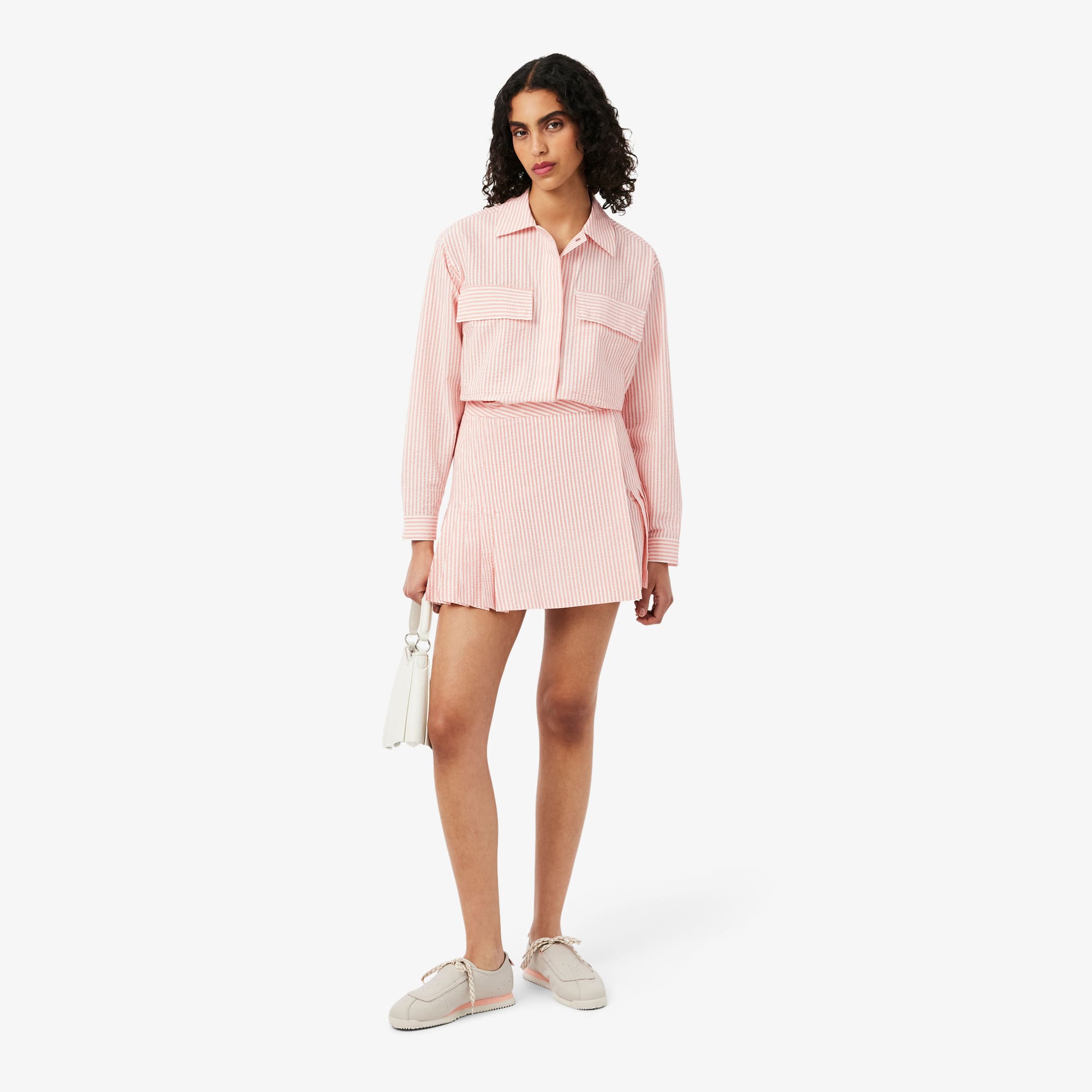 Lacoste Short Seersucker Wrap Skirt - 42 In Pink