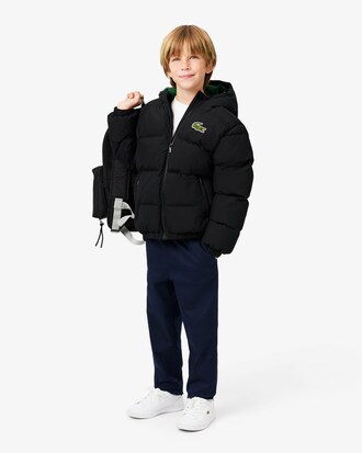 Unisex Embroidered Crocodile Hooded Puffed Jacket