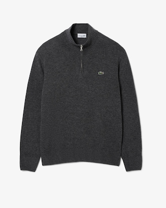 Men's Zip-Up High-Neck Wool Sweater 