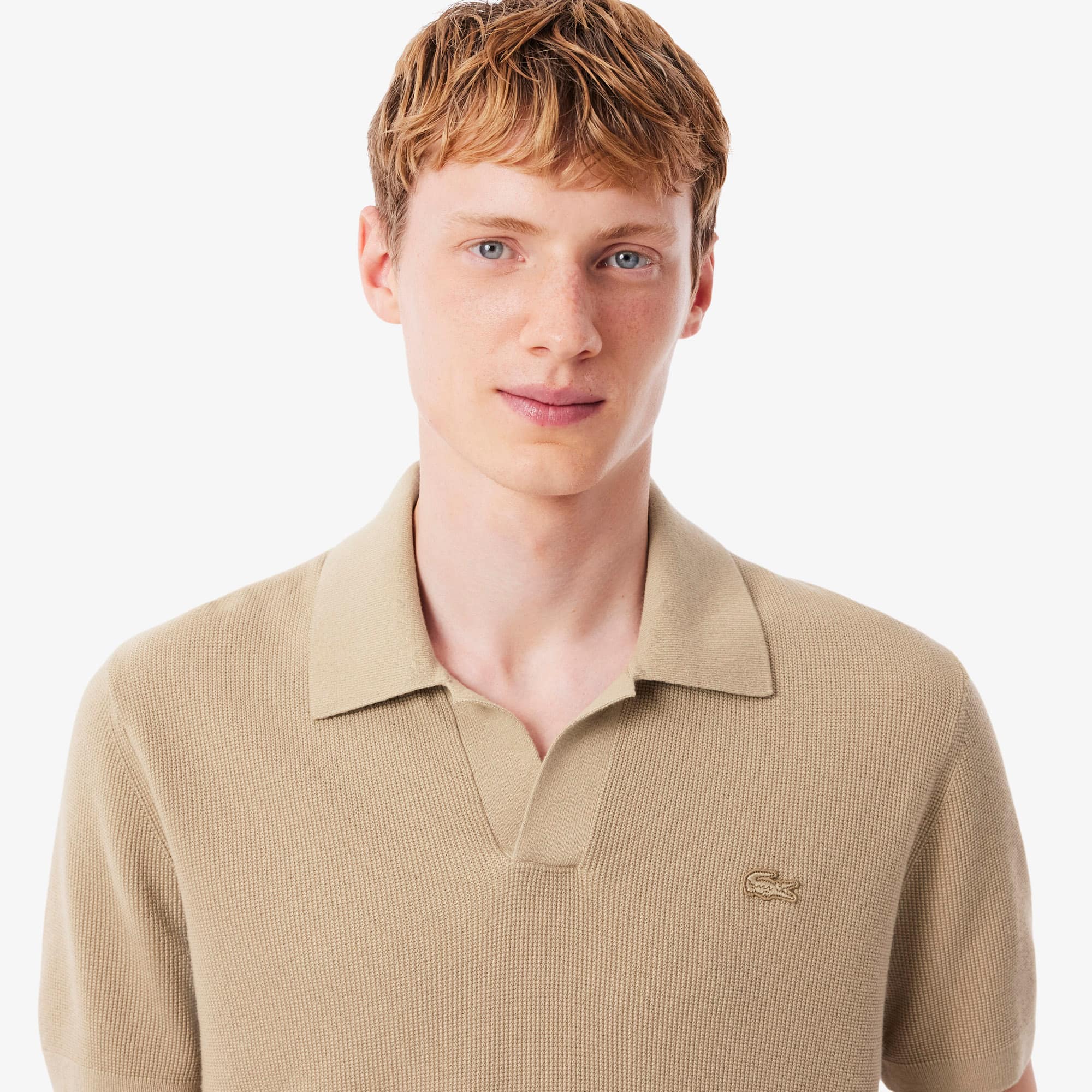 Men's Cotton Blend Open Polo Collar Sweater - Sweaters