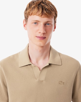 Men's Cotton Blend Open Polo Collar Sweater