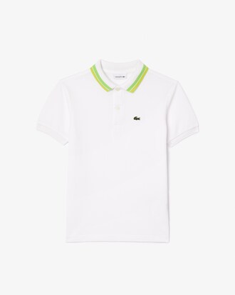 Polo avec col tricolore en petit piqu&eacute; de coton