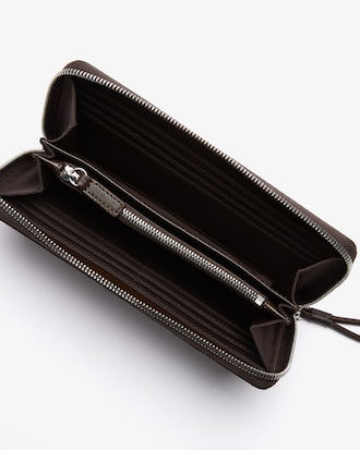 Chantaco Large Zippered Matte Piqu&eacute; Leather Wallet