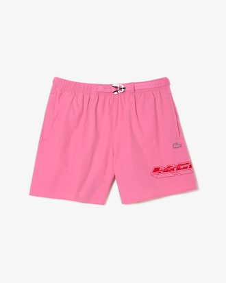 Men&rsquo;s Quick-Dry Logo Stripe Swim Trunks