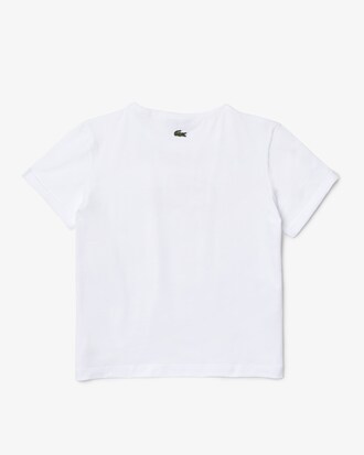 Playera de ni&ntilde;a en algod&oacute;n con cuello redondo y cocodrilo de colores